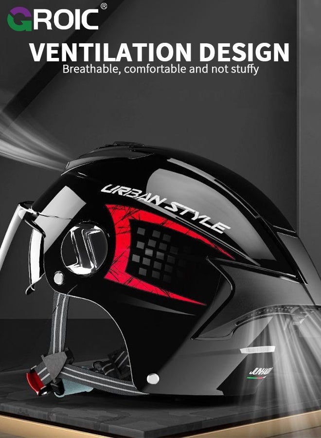 GROIC Motorcycle Helmet,Matte Black Dual Visor Urban Style, Helmet for Street and Track Riders, Ventilation and Safety Design, Lightweight Helmet for Men and Women,  Motorbike and Electric Bike Riding - Image 5